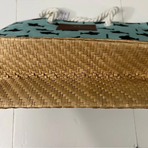 Marca The Seaside Style Shark Canvas Look Paper Straw Tote Large - Picture 14 of 15